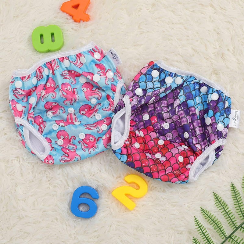 storeofbaby Reusable Swim Diapers Covers Waterproof Swimming Pants for 8-36lbs Unisex Baby Pack of 2 - Image 2